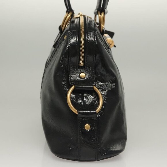 SAINT LAURENT Muse Shoulder Bag Enamel Black Gold Auth sw1147 - Picture 5 of 16
